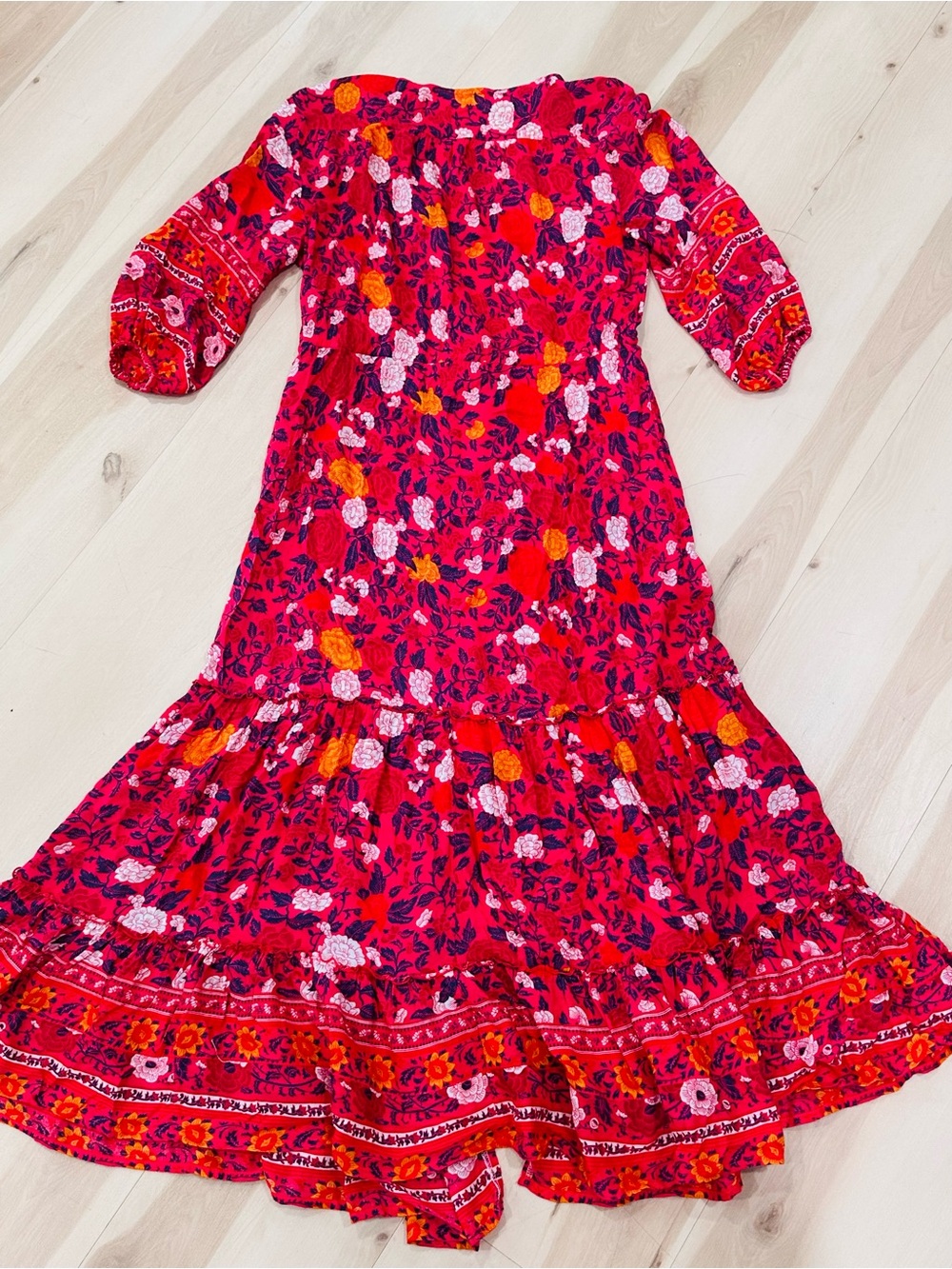 Walker & Wade Carrie Dress in Cherry Sz XS Bohemian Resort Wear Floral Oversized - Picture 7 of 10